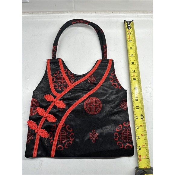 Asian Handbag Red Zipper Purse Oriental Cheongsam Dress - Picture 2 of 10